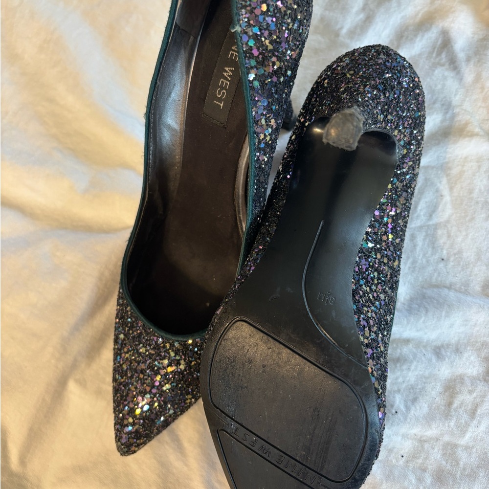 Nine West Black Sparkle Heels with Pointed Toe - Picture 5 of 5